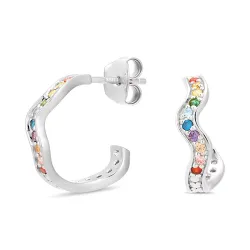multikleurige zirkoon halfcreool in zilver