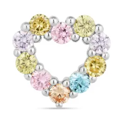 hart veelkleurig zirkoon hanger in zilver