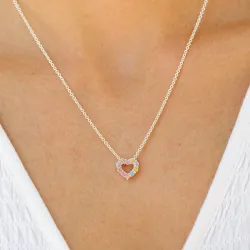 hart veelkleurig zirkoon hanger in zilver