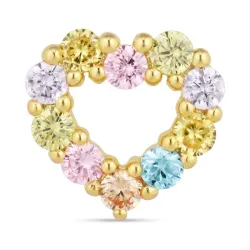 hart veelkleurig zirkoon hanger in verguld sterlingzilver