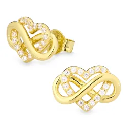 infinity zirkoon oorsteker in verguld zilver