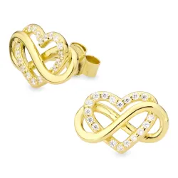 infinity zirkoon oorsteker in verguld zilver