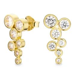 zirkoon oorbellen in verguld zilver - Bubbly Sparkle