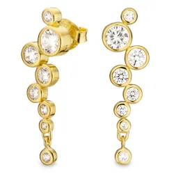zirkoon oorbellen in verguld zilver - Bubbly Sparkle