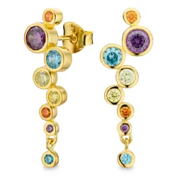 veelkleurig zirkoon oorbellen in verguld zilver - Bubbly Twist