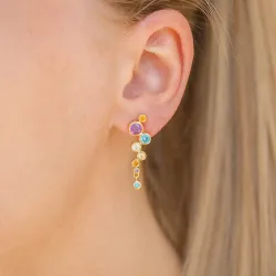 veelkleurig zirkoon oorbellen in verguld zilver - Bubbly Twist