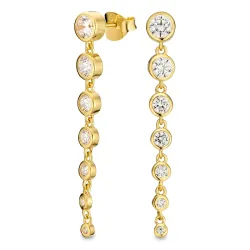 lange zirkoon oorbellen in verguld zilver - Bubbly Sparkle
