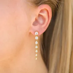 lange zirkoon oorbellen in verguld zilver - Bubbly Sparkle