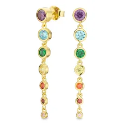 lange veelkleurig zirkoon oorbellen in verguld zilver - Bubbly Twist