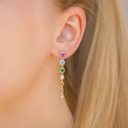 lange veelkleurig zirkoon oorbellen in verguld zilver - Bubbly Twist