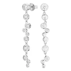 lange zirkoon oorbellen in zilver - Bubbly Sparkle