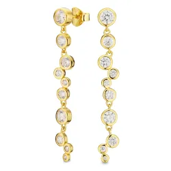 lange zirkoon oorbellen in verguld zilver - Bubbly Sparkle