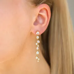 lange zirkoon oorbellen in verguld zilver - Bubbly Sparkle
