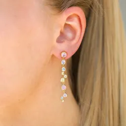 lange veelkleurig zirkoon oorbellen in verguld zilver - Bubbly Twist