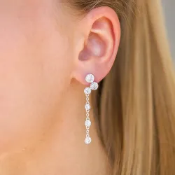 lange zirkoon oorbellen in zilver - Bubbly Sparkle