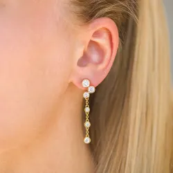 lange zirkoon oorbellen in verguld zilver - Bubbly Sparkle