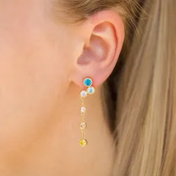 lange veelkleurig zirkoon oorbellen in verguld sterlingzilver - Bubbly Twist