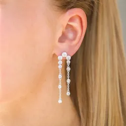 lange zirkoon oorbellen in zilver - Bubbly Sparkle