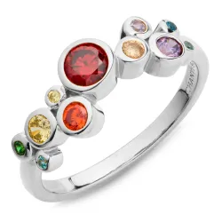 veelkleurig zirkoon ring in zilver - Bubbly Twist