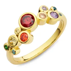 veelkleurig zirkoon ring in verguld sterlingzilver - Bubbly Twist