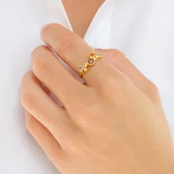 veelkleurig zirkoon ring in verguld sterlingzilver - Bubbly Twist