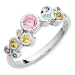 veelkleurig zirkoon ring in zilver - Bubbly Twist