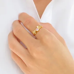 veelkleurig zirkoon ring in verguld sterlingzilver - Bubbly Twist