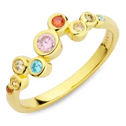 veelkleurig zirkoon ring in verguld sterlingzilver - Bubbly Twist