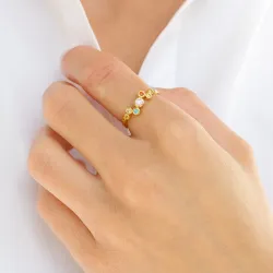 veelkleurig zirkoon ring in verguld sterlingzilver - Bubbly Twist