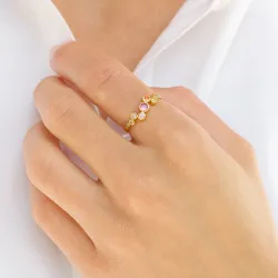veelkleurig zirkoon ring in verguld sterlingzilver - Bubbly Twist