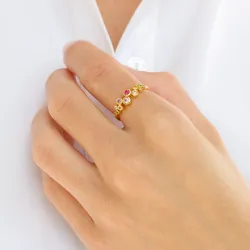 veelkleurig zirkoon ring in verguld sterlingzilver - Bubbly Twist