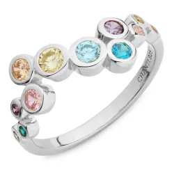 veelkleurig zirkoon ring in zilver - Bubbly Twist
