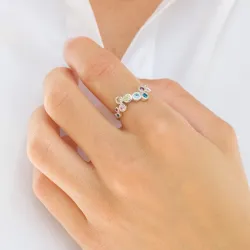veelkleurig zirkoon ring in zilver - Bubbly Twist