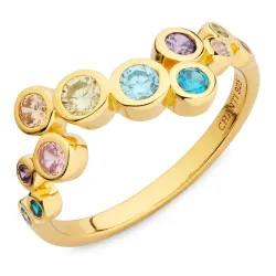 veelkleurig zirkoon ring in verguld sterlingzilver - Bubbly Twist