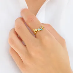 veelkleurig zirkoon ring in verguld sterlingzilver - Bubbly Twist