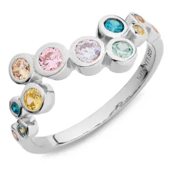 veelkleurig zirkoon ring in zilver - Bubbly Twist