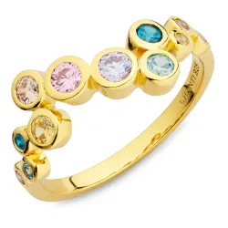 veelkleurig zirkoon ring in verguld sterlingzilver - Bubbly Twist