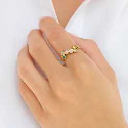 veelkleurig zirkoon ring in verguld sterlingzilver - Bubbly Twist