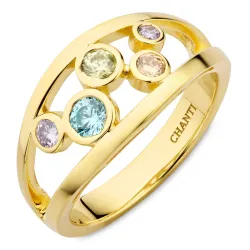 veelkleurig zirkoon ring in verguld sterlingzilver - Bubbly Twist