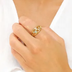 veelkleurig zirkoon ring in verguld sterlingzilver - Bubbly Twist