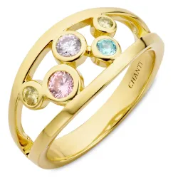 veelkleurig zirkoon ring in verguld sterlingzilver - Bubbly Twist