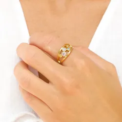 veelkleurig zirkoon ring in verguld sterlingzilver - Bubbly Twist