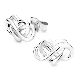 hart infinity oorbellen in zilver - Amoré