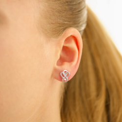 hart infinity oorbellen in zilver - Amoré