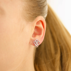hart infinity oorbellen in zilver - Amoré