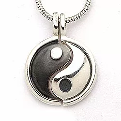 Yin yang hanger in geoxideerd sterlingzilver