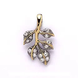 Dark Harmony blad hanger in zwart gerhodineerd zilver en verguld sterlingzilver