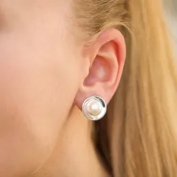 Parel oorclips in zilver