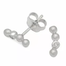 Bolletje diamant oorbellen in zilver met diamanten