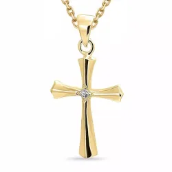 kruis zirkoon ketting in verguld sterlingzilver met hanger in verguld sterlingzilver